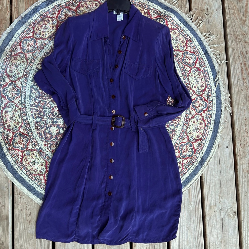 Purple-y blue belted dress
